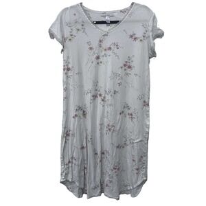 Carole Hochman White Floral Lace Trim Short Sleeve Nightgown Kaftan Womens M